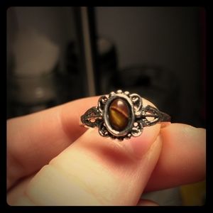 Size 6 Tigers Eye Ring 925 Sterling Silver
